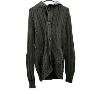 Puma Green Knit‎ Long Sleeve Button Zip Chunky Cardigan Jacket Size L